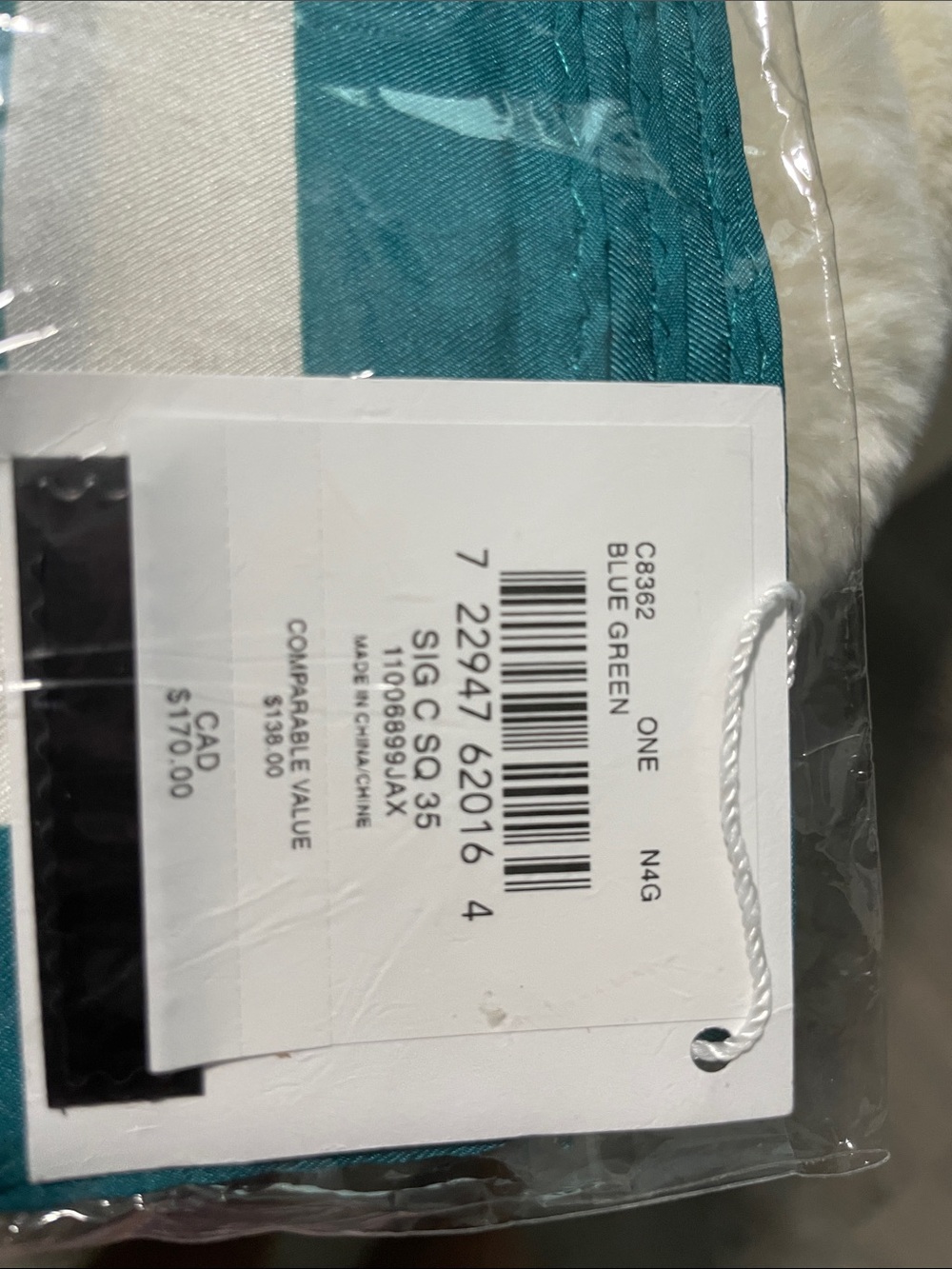 NWT Coach Teal and White Signature 100% Silk Scarf - Picture 4 of 5